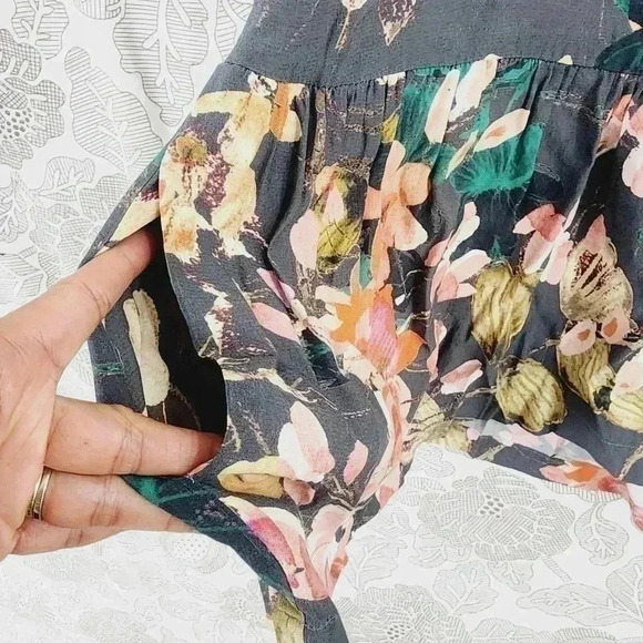 Anthropologie Meadow Rue Long Sleeve Floral Flare Mini Dress Unlined Size 4 - Picture 6 of 9